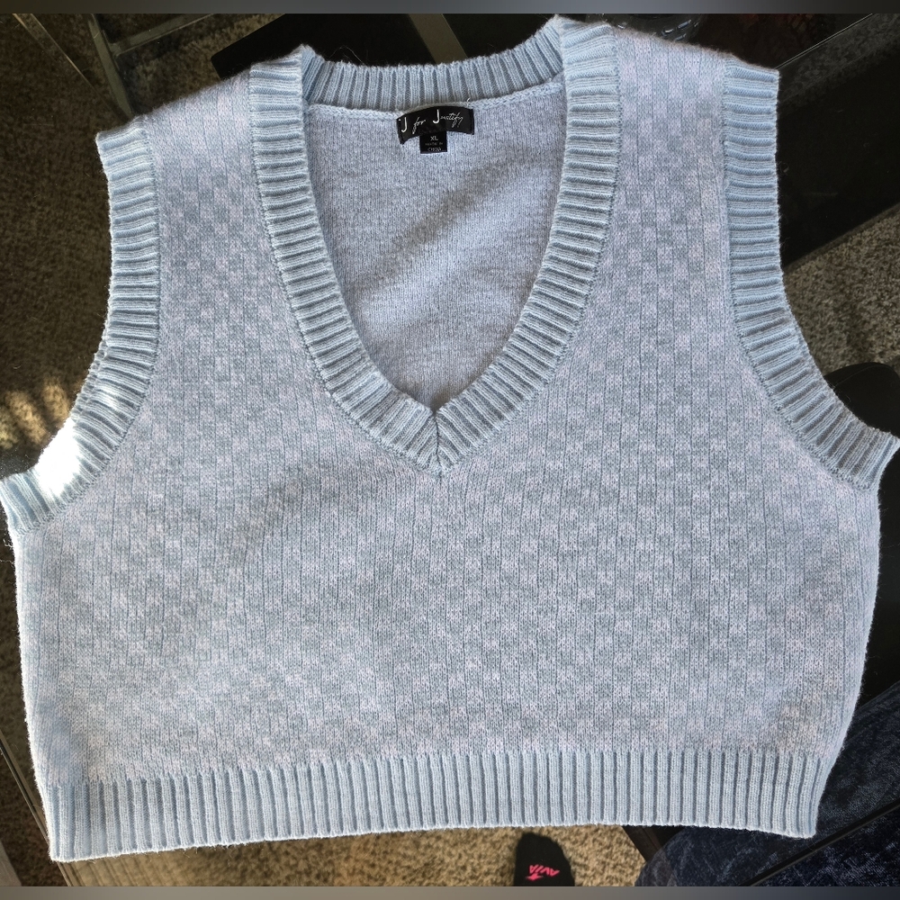 Checkered Print Knit Sweater Vest